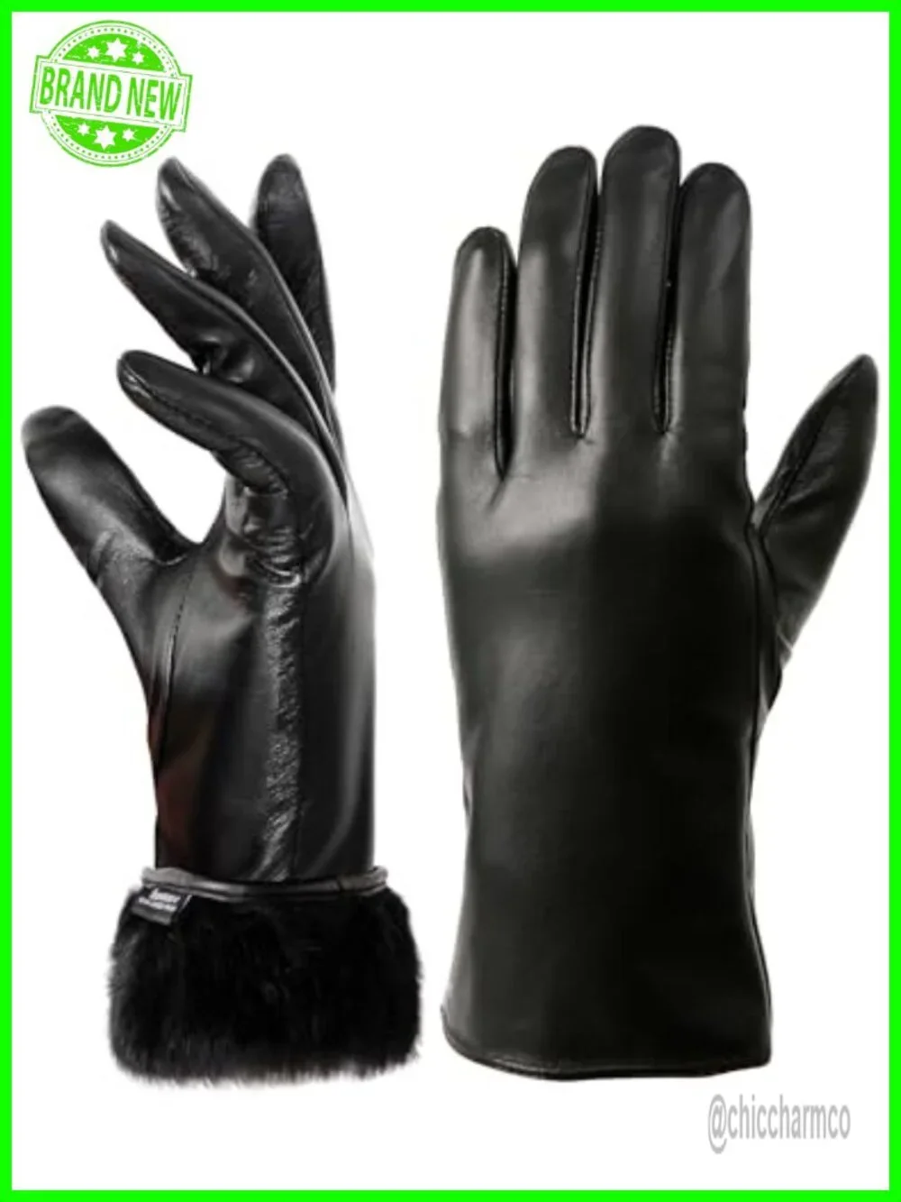 Super Warm Fur Lined Leather Gloves Touchscreen Texting Driving